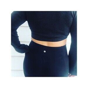 BCBGeneration Black Crop Top Sweater Size L Flared Sleeve